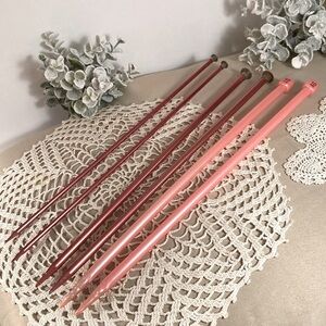 Vintage Pink Knitting Needles Set